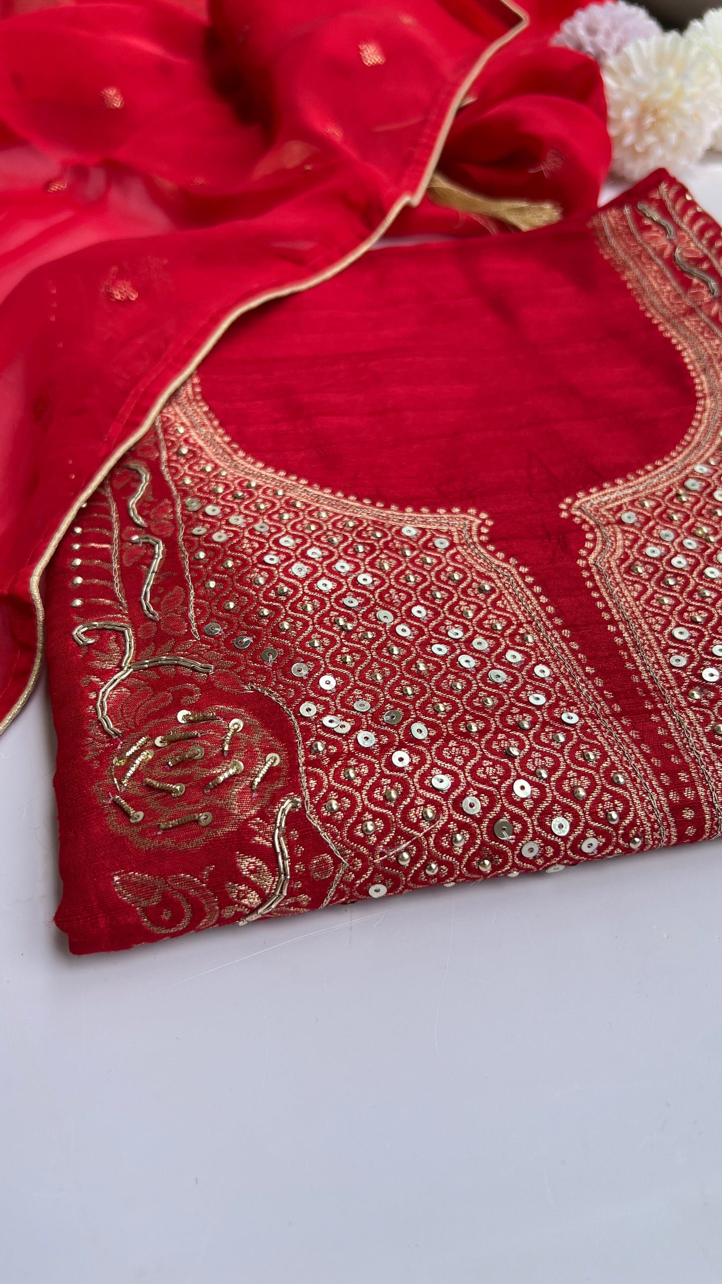 Red Khadi Silk