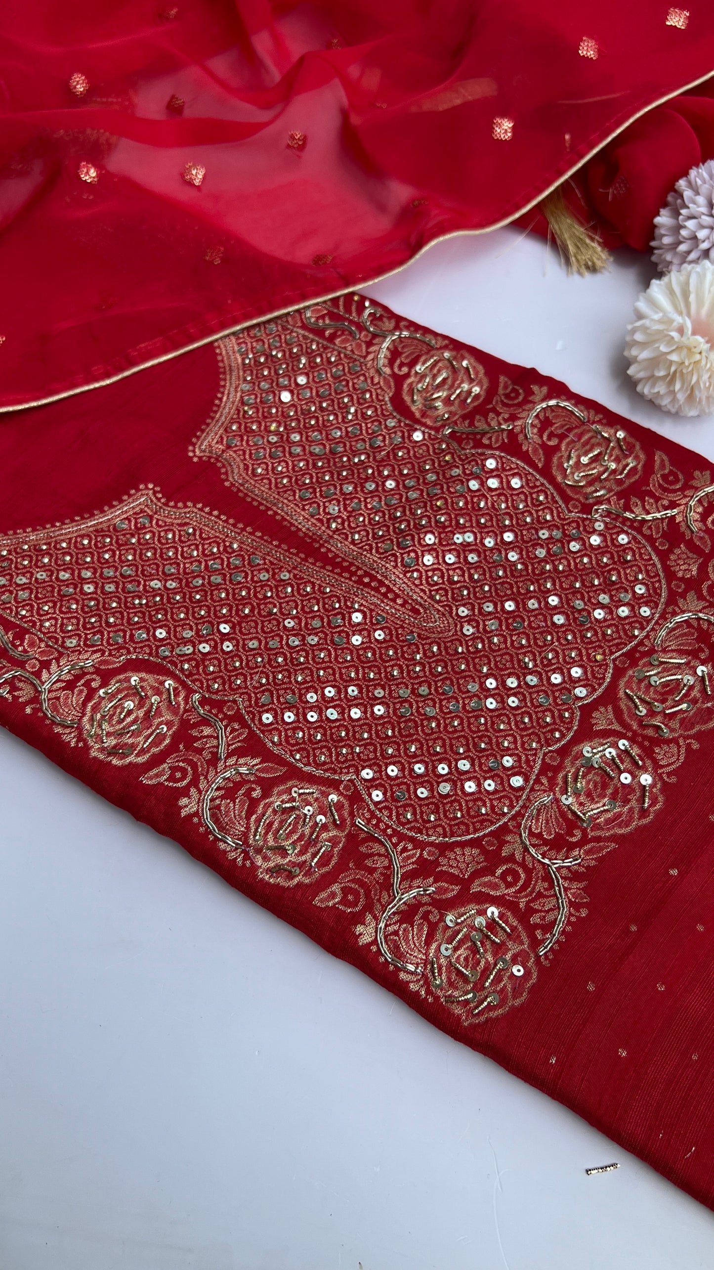 Red Khadi Silk