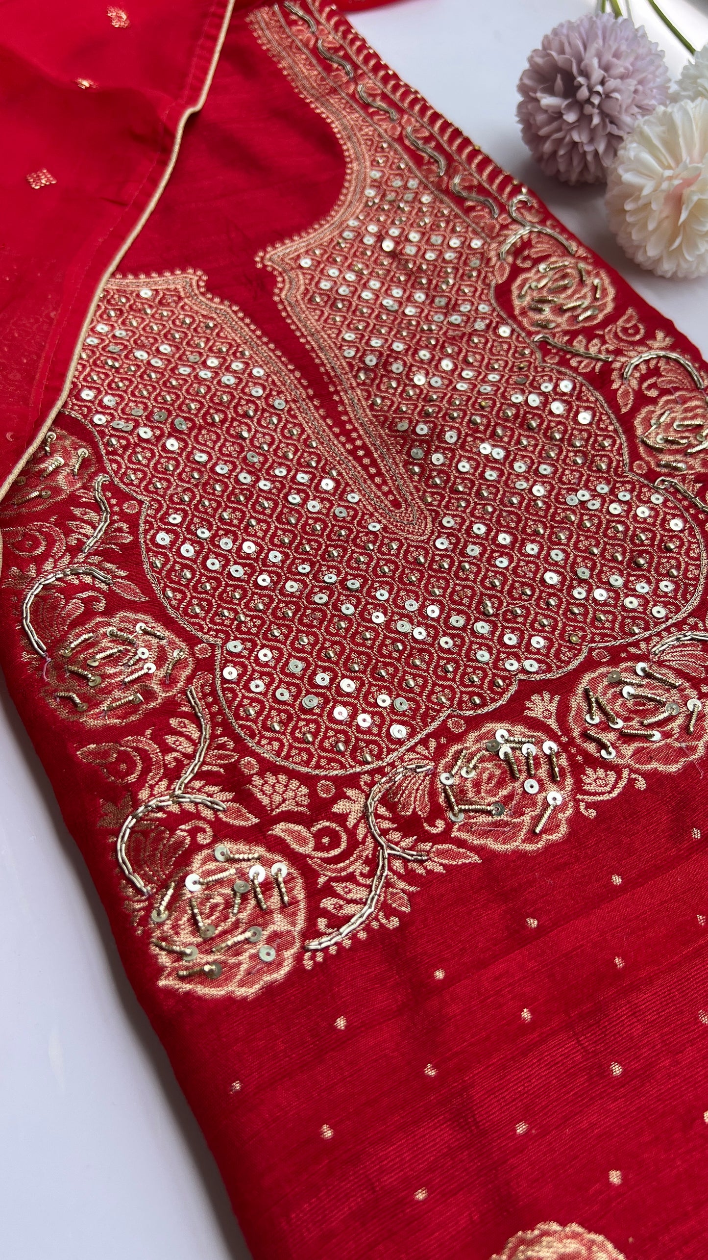 Red Khadi Silk