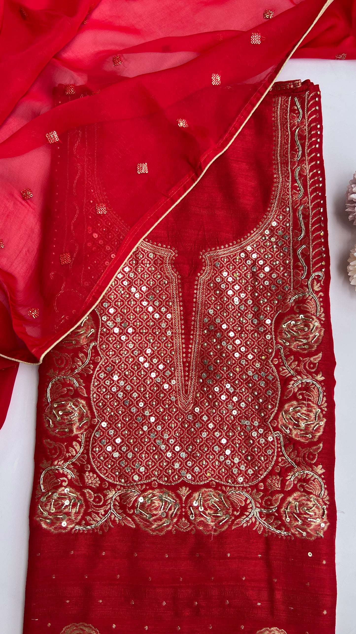 Red Khadi Silk