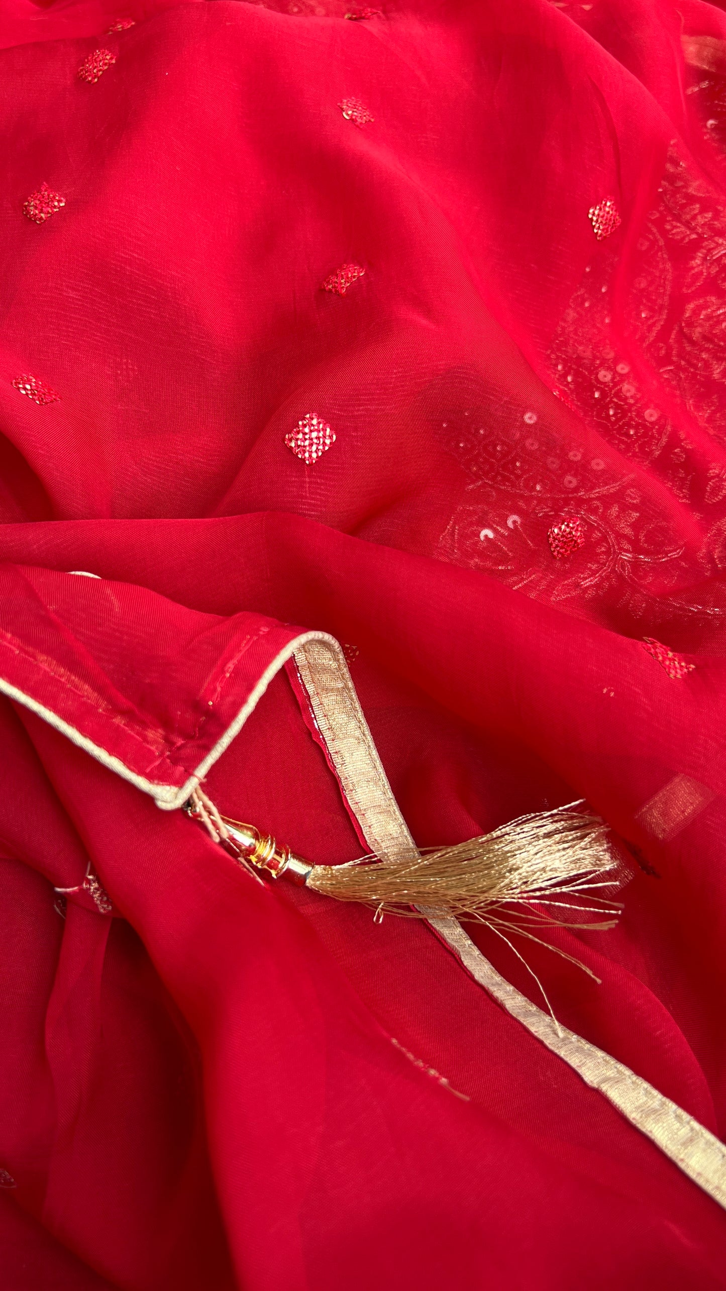 Red Khadi Silk