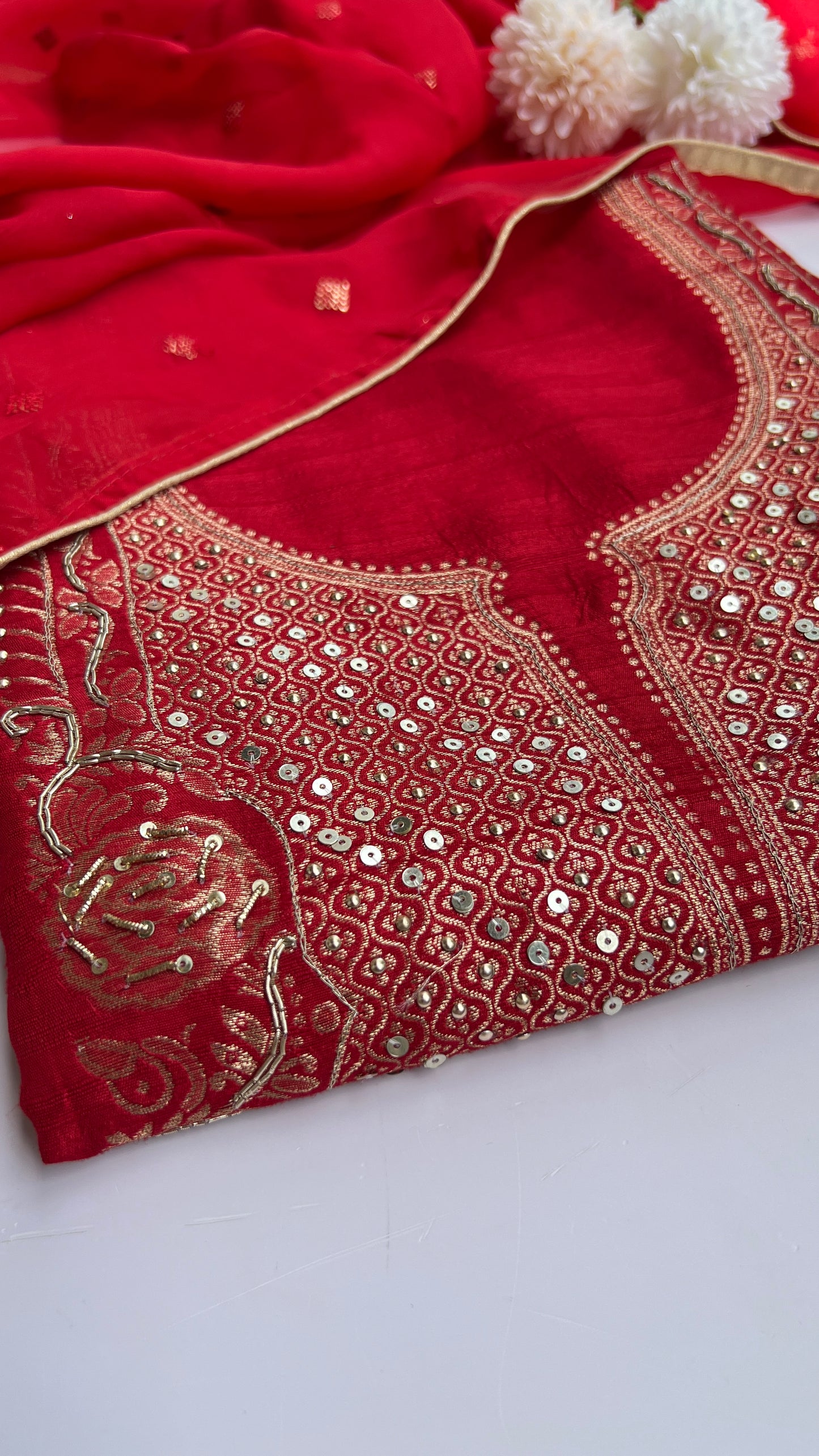 Red Khadi Silk