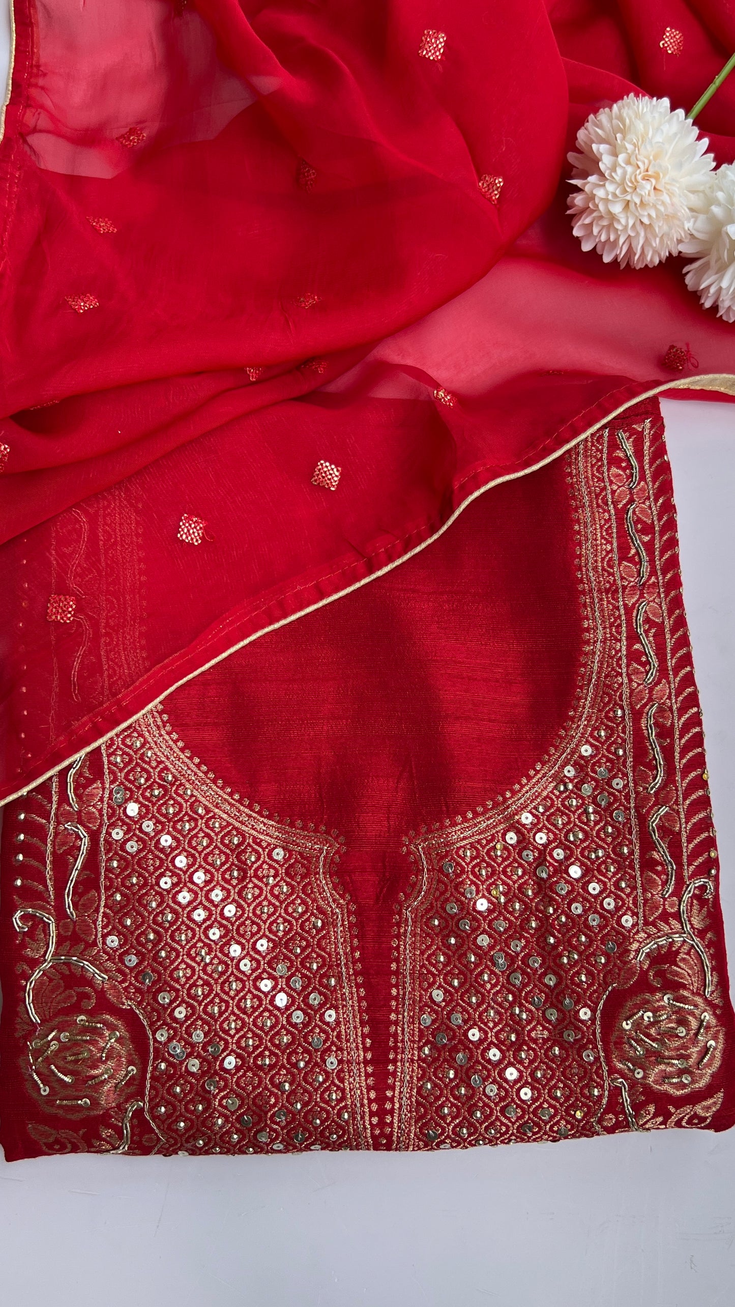 Red Khadi Silk