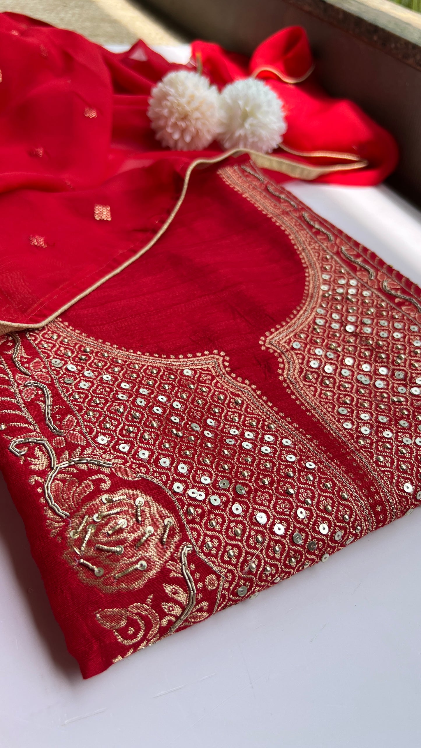 Red Khadi Silk