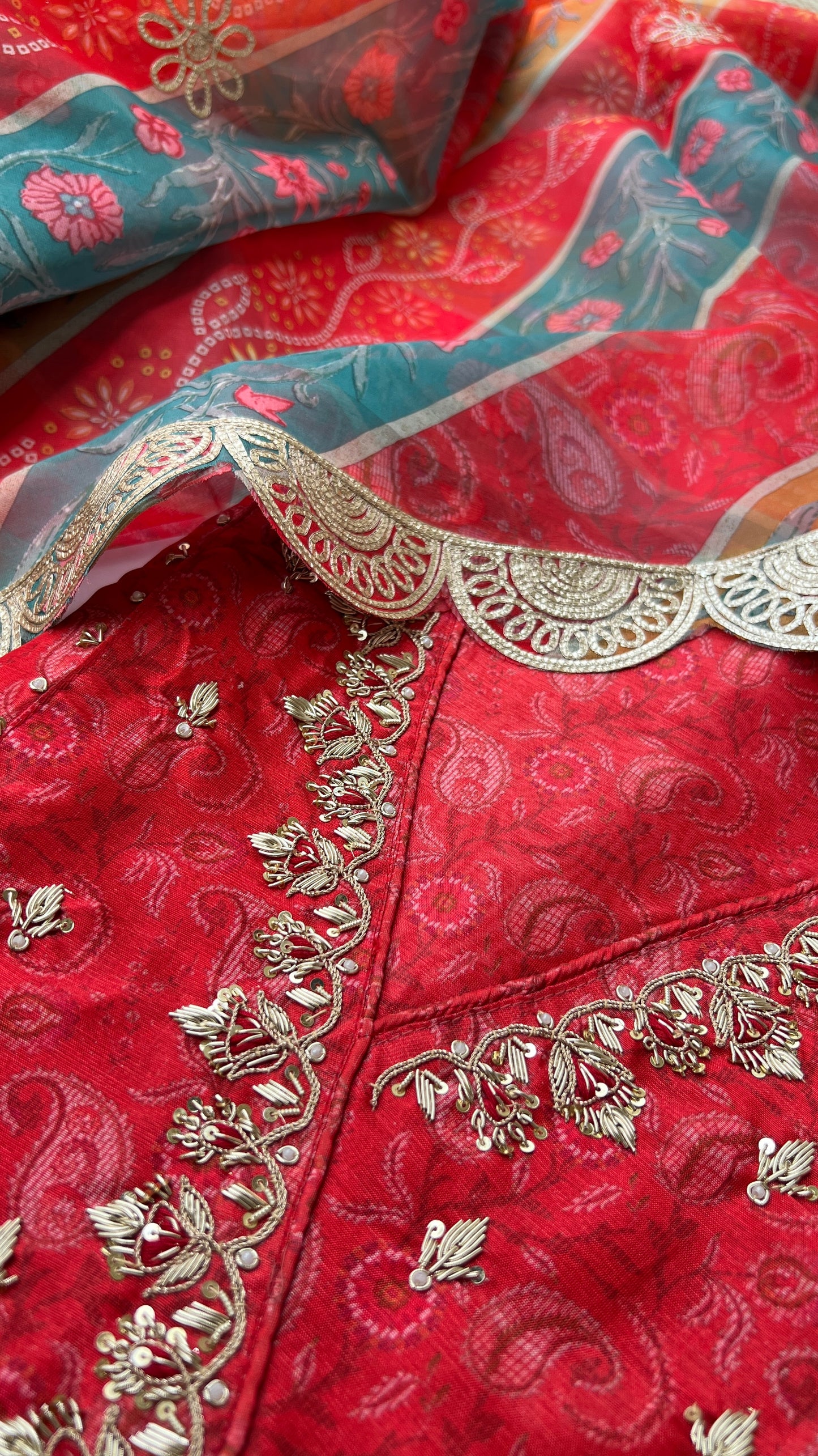 Red Maheshwari Silk Angrakkha