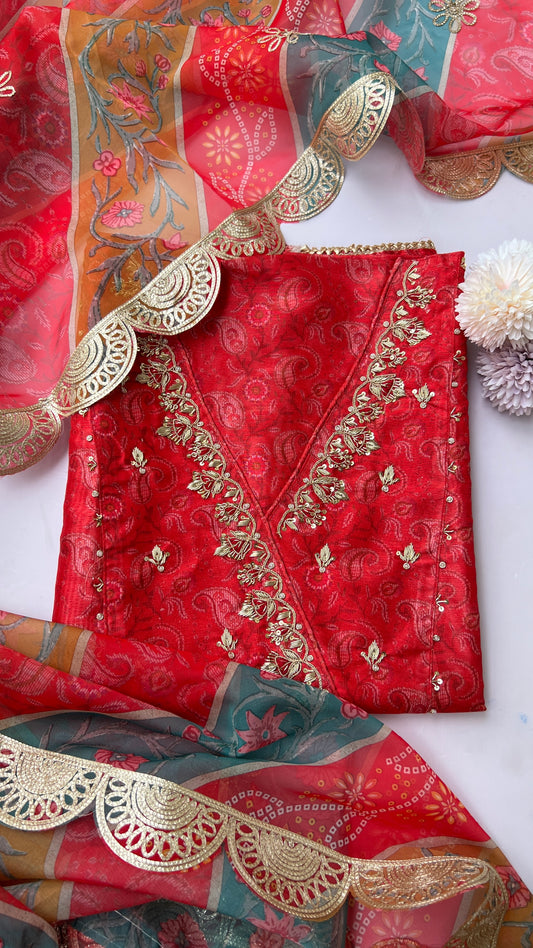 Red Maheshwari Silk Angrakkha