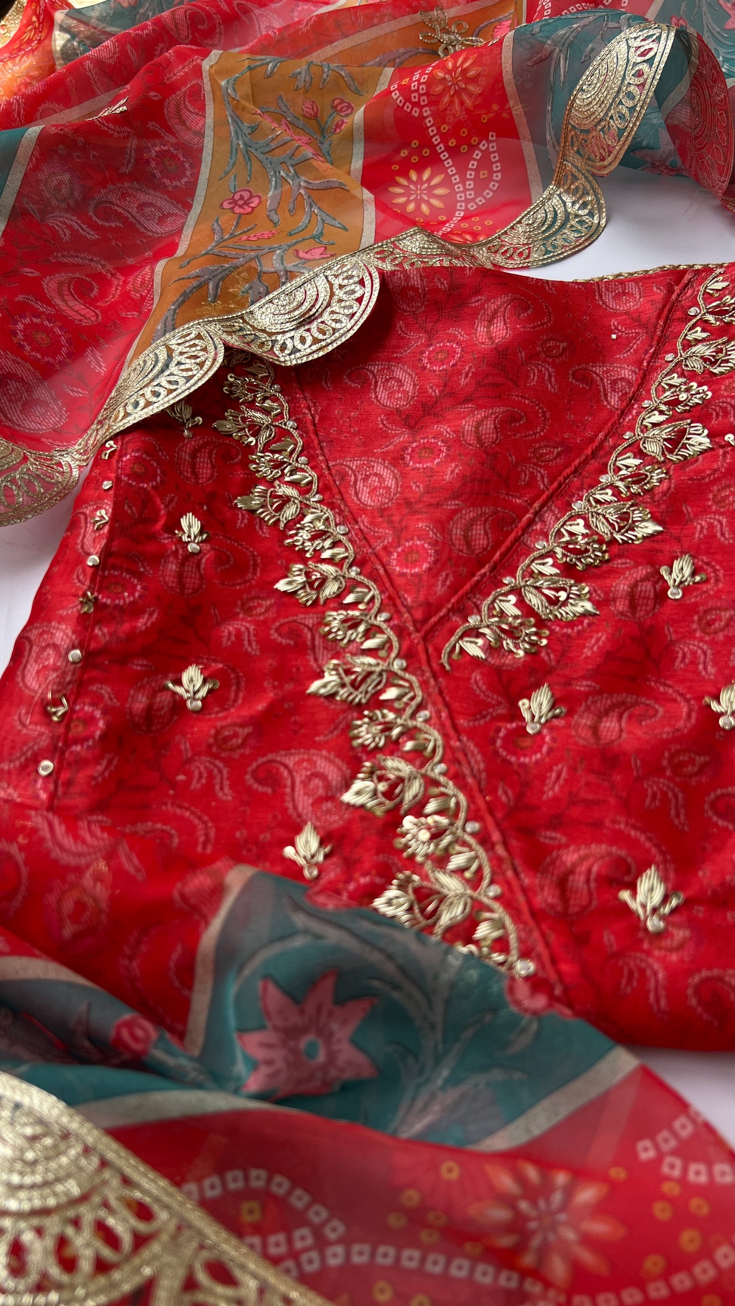 Red Maheshwari Silk Angrakkha