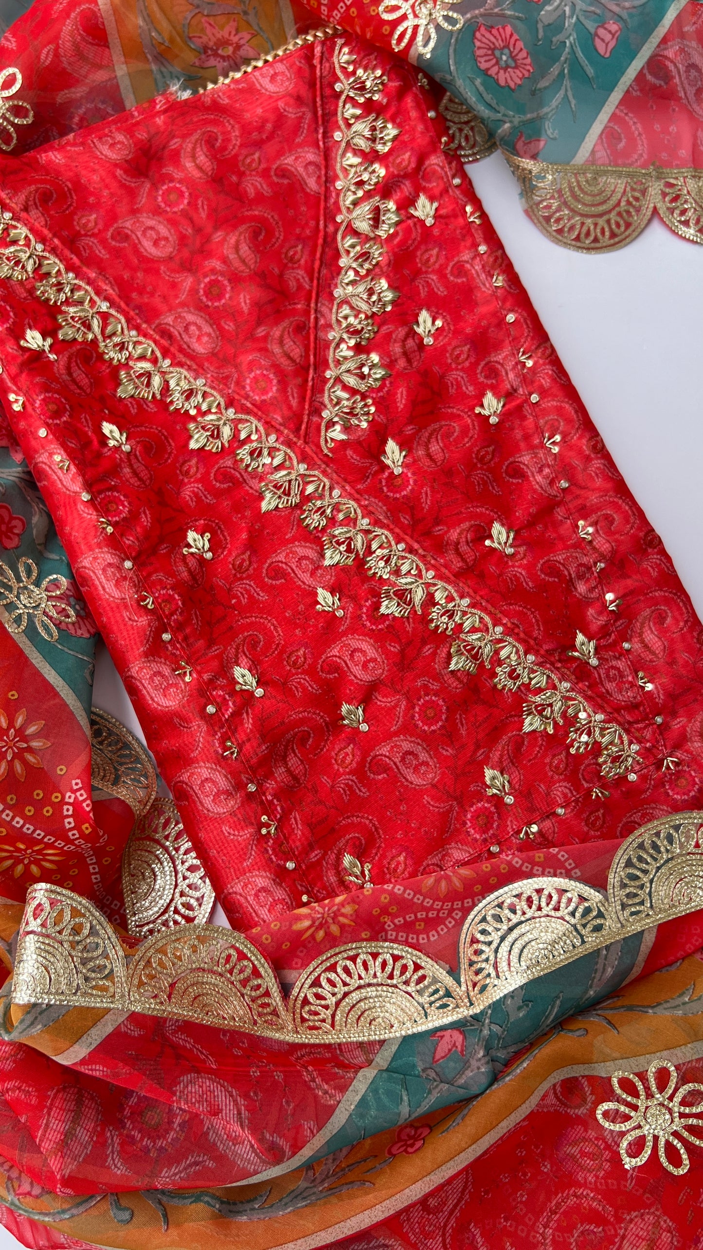 Red Maheshwari Silk Angrakkha