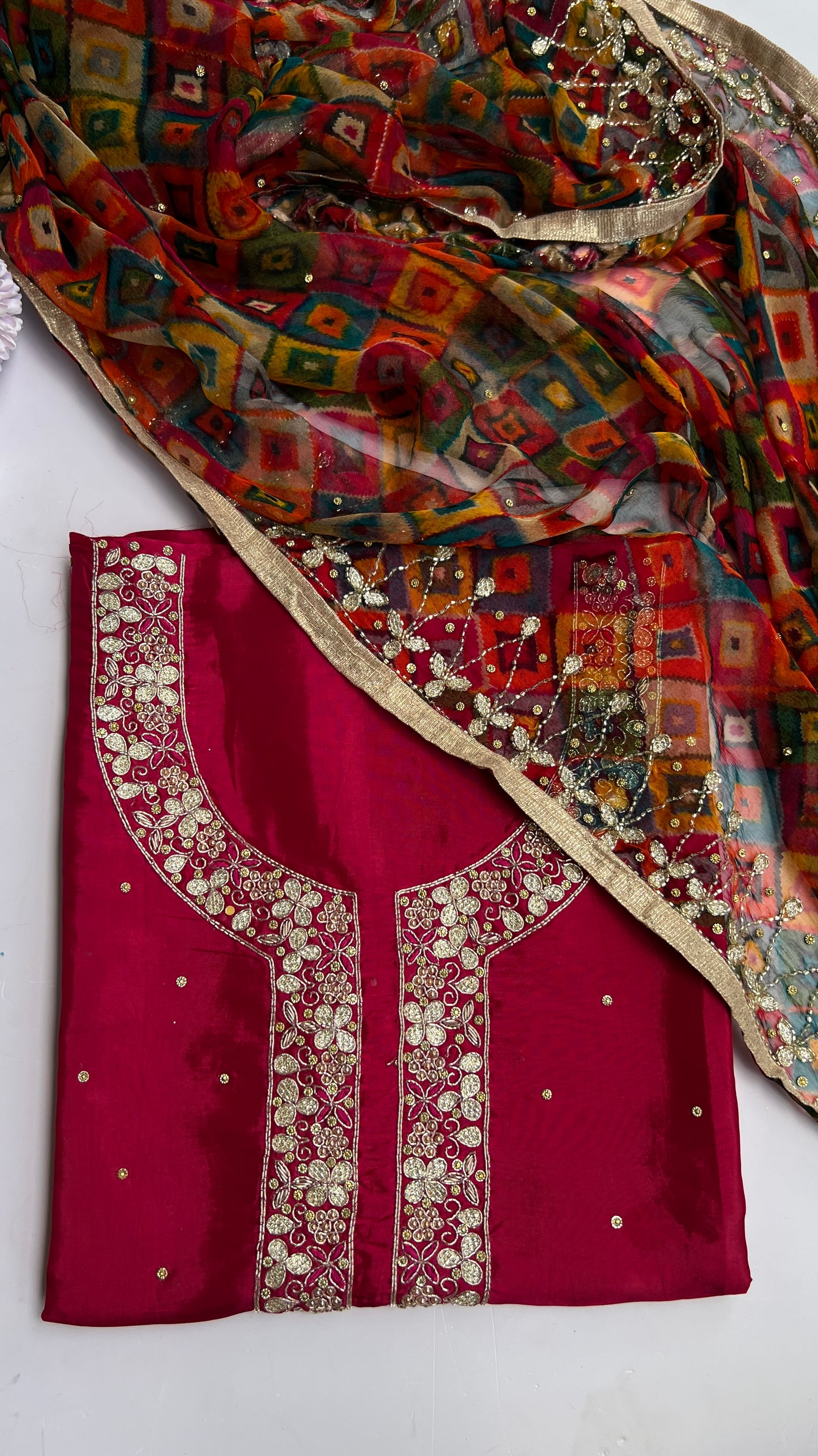 Hot Pink Kalkatta Handwork