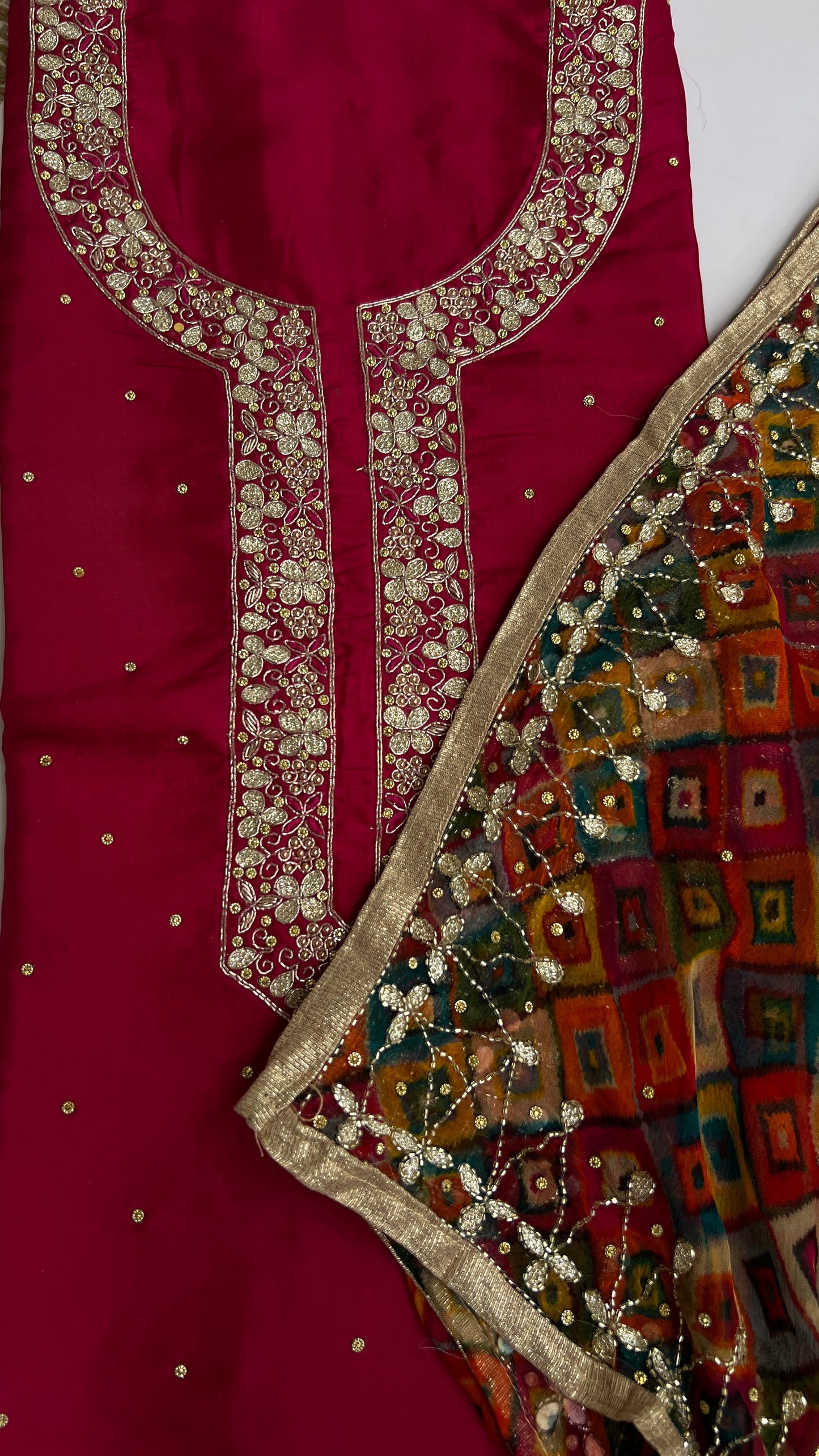 Hot Pink Kalkatta Handwork