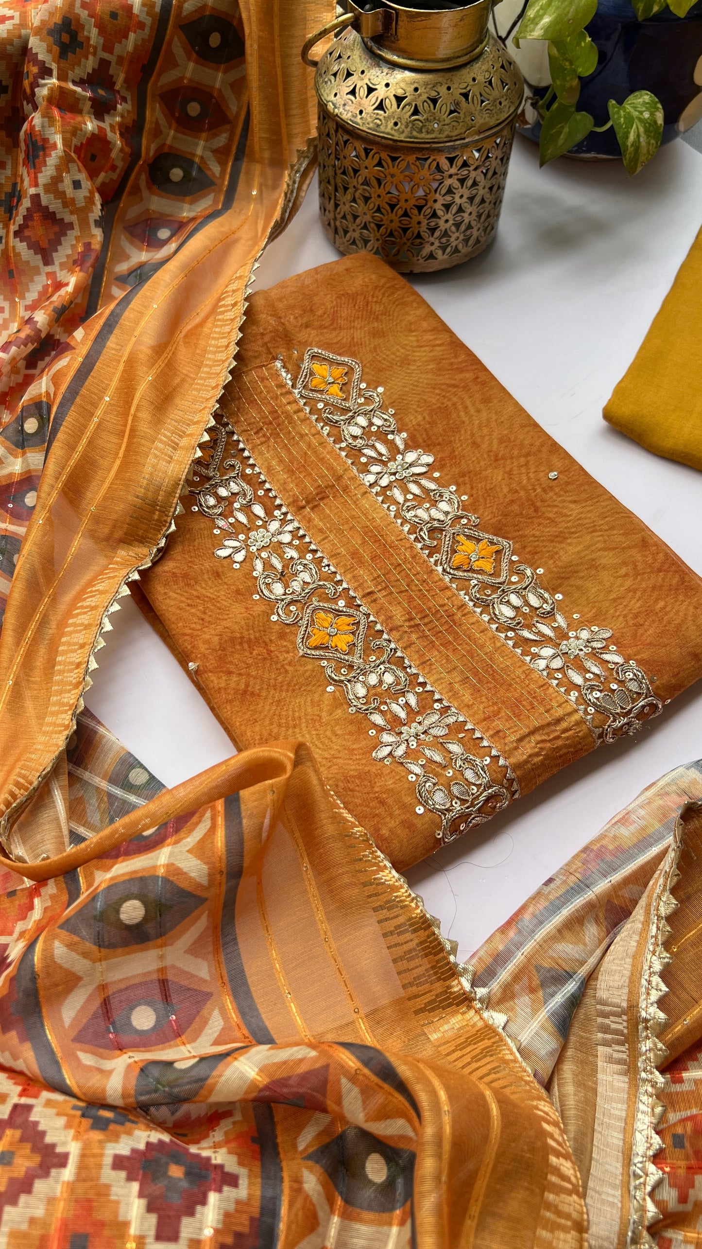 Copper Yellow Chanderi Silk