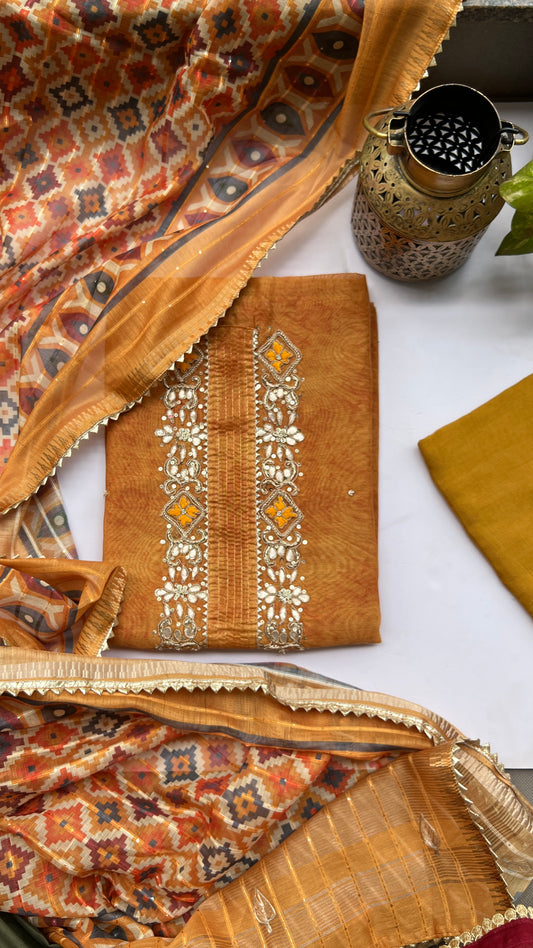 Copper Yellow Chanderi Silk