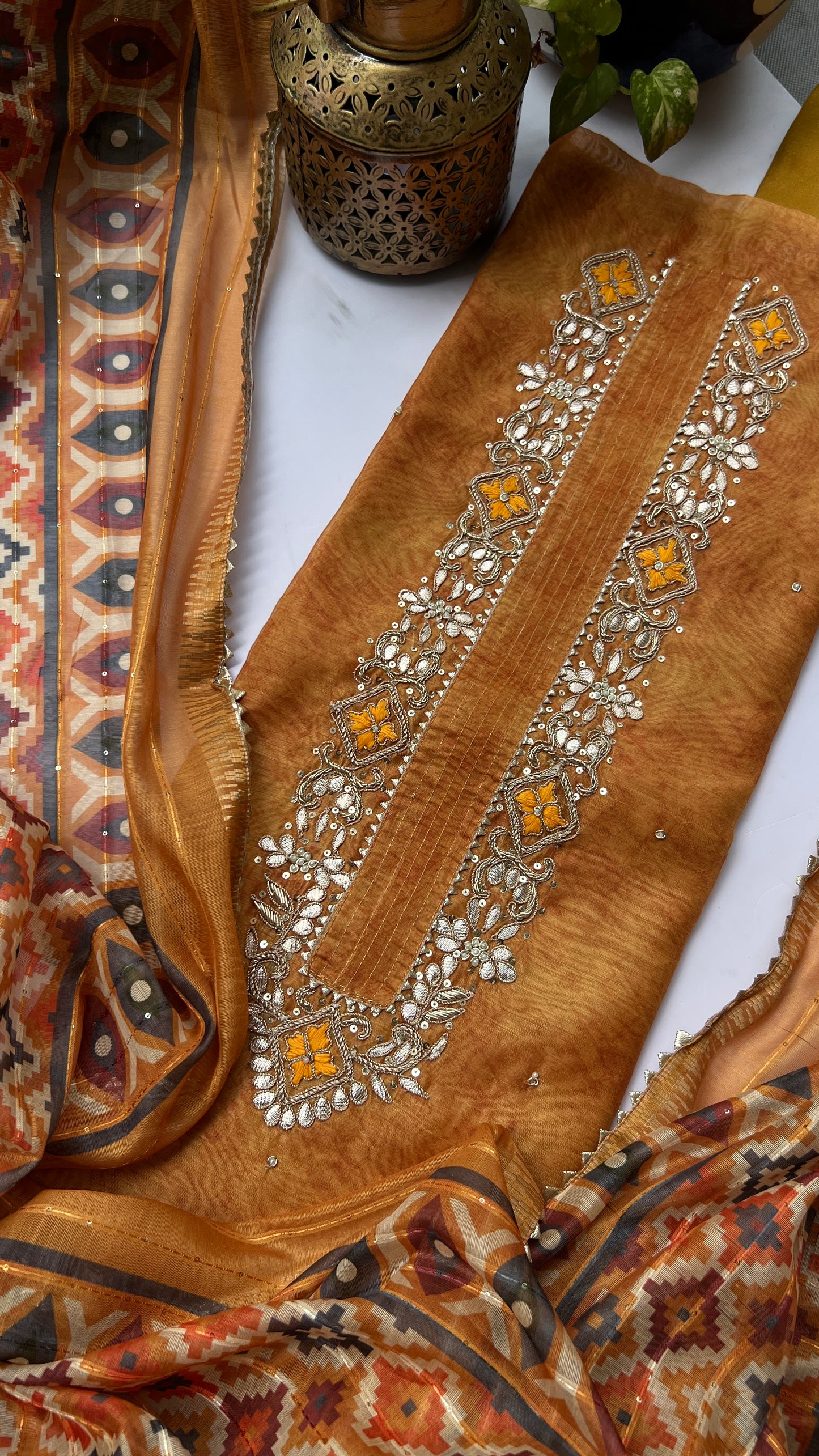 Copper Yellow Chanderi Silk