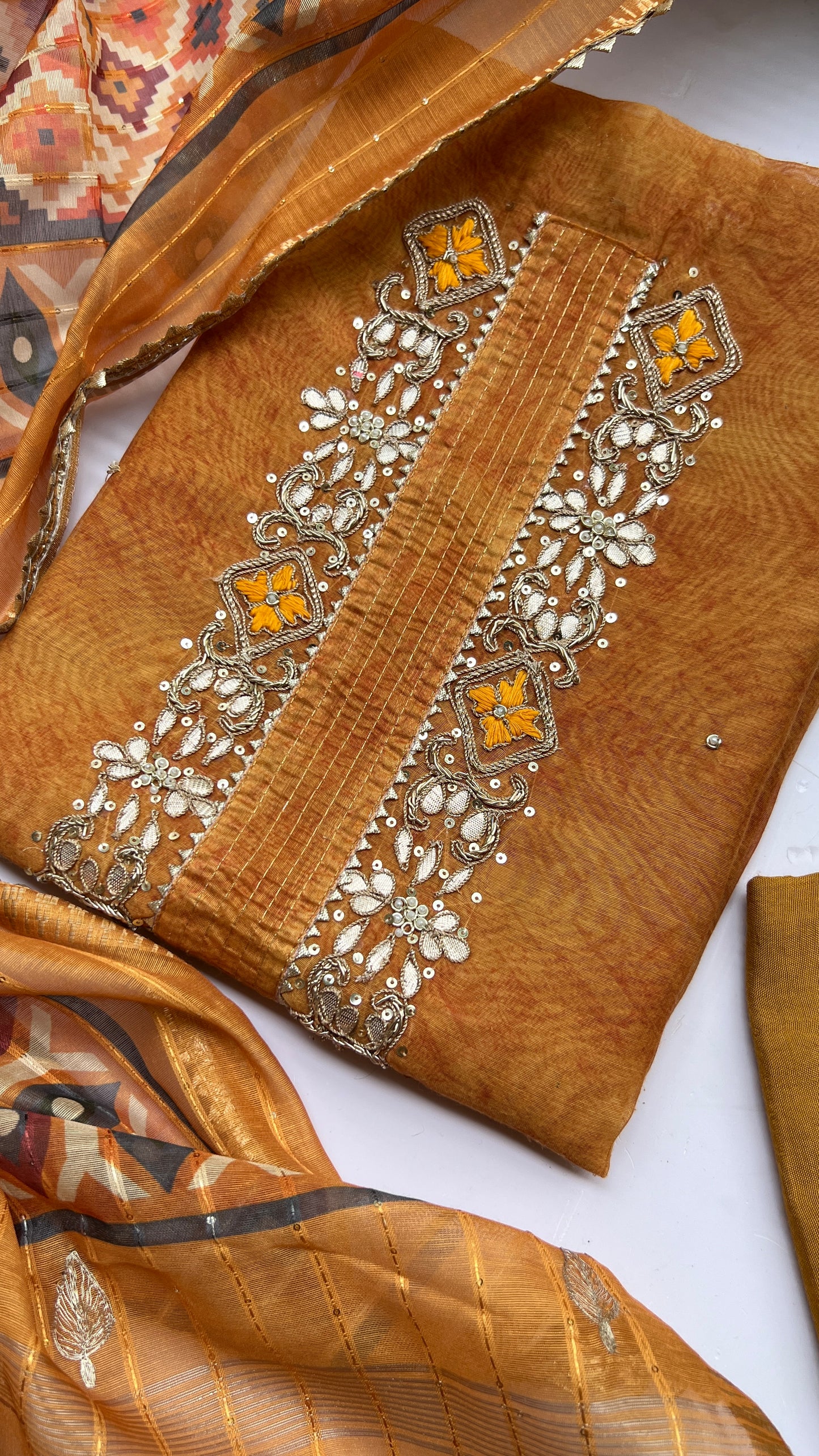 Copper Yellow Chanderi Silk