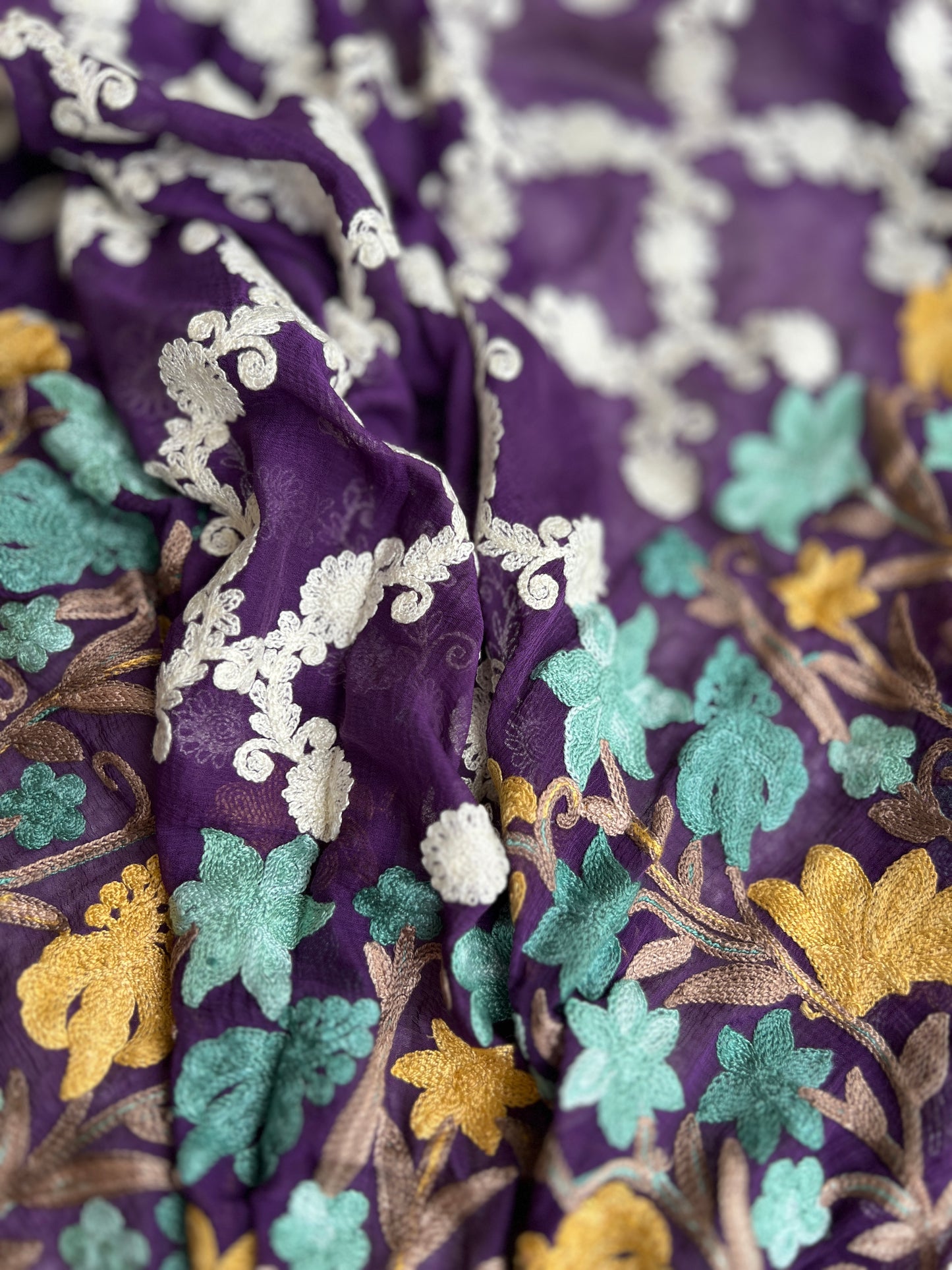 Plum Shade Kashmiri Aari Embroidery