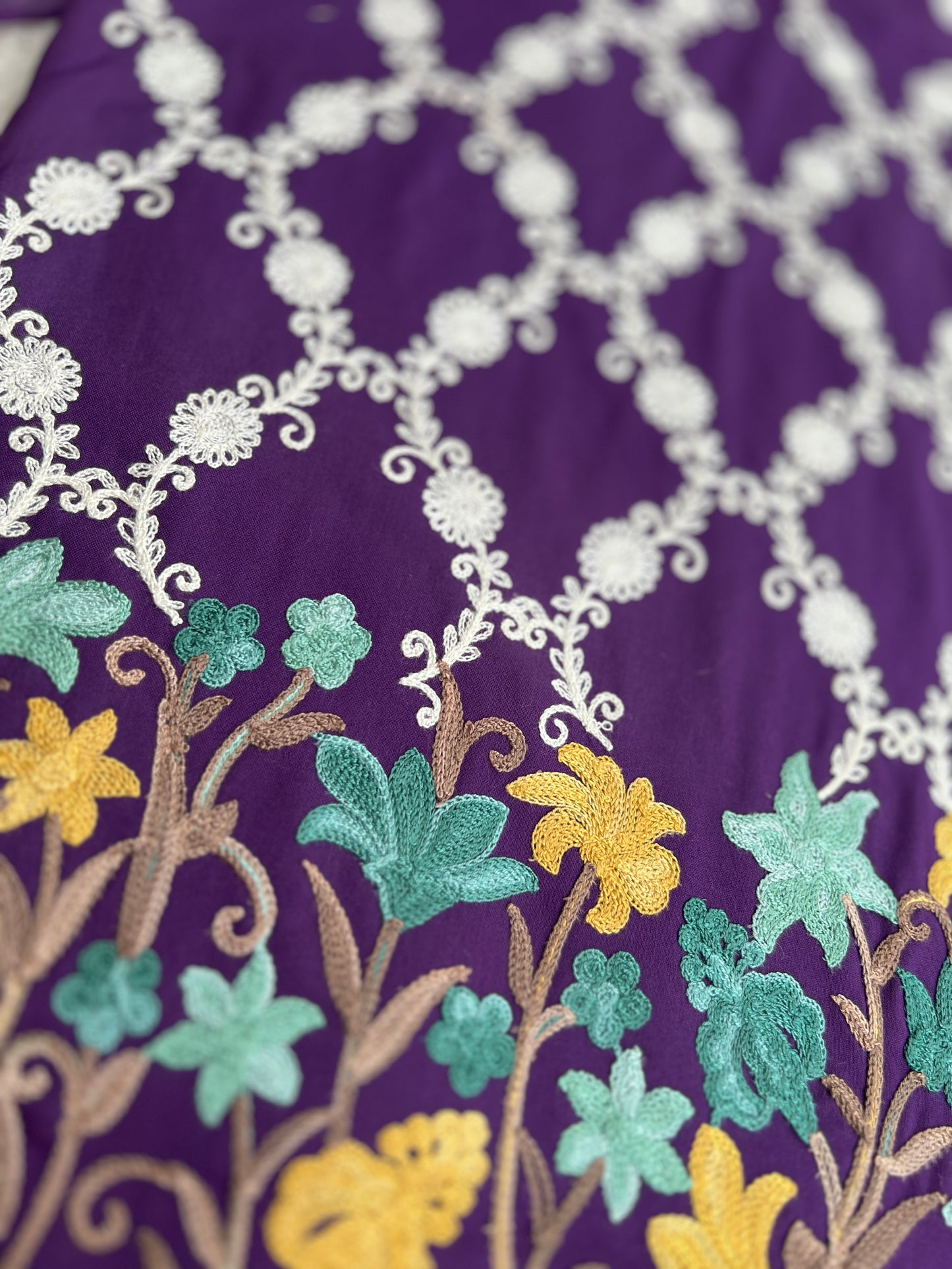 Plum Shade Kashmiri Aari Embroidery