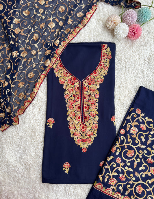 True Blue Kashmiri Aari Embroidery