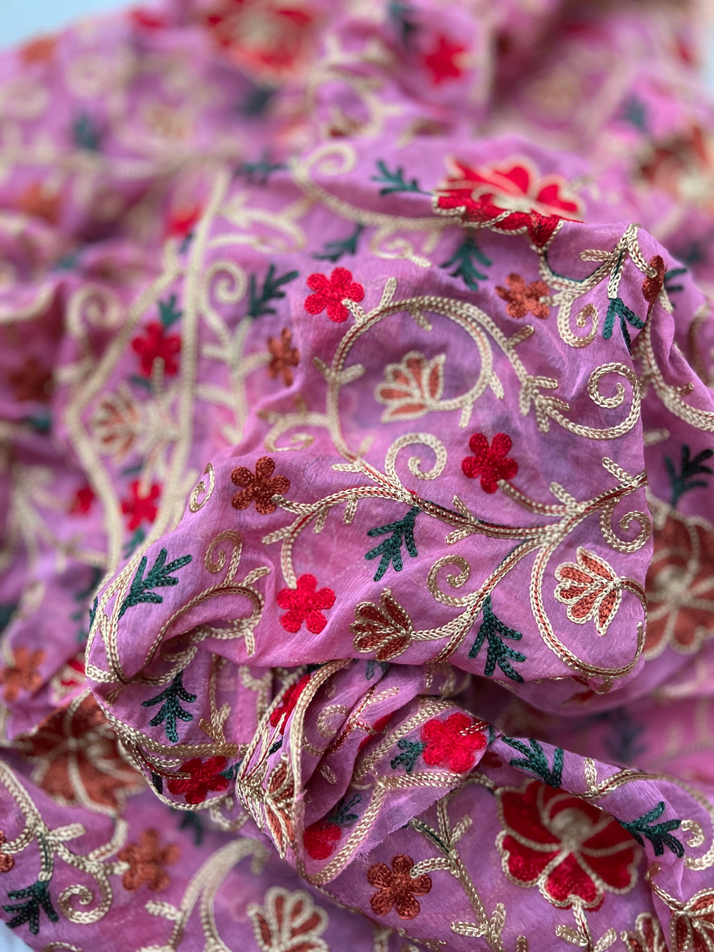 Pink Kashmiri Aari Embroidery