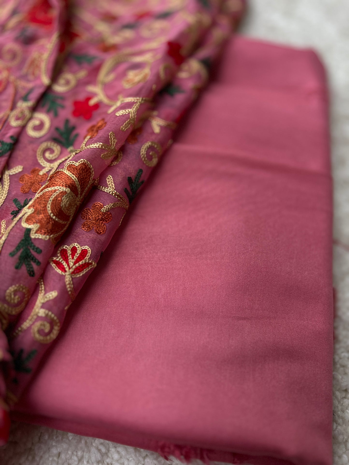 Pink Kashmiri Aari Embroidery