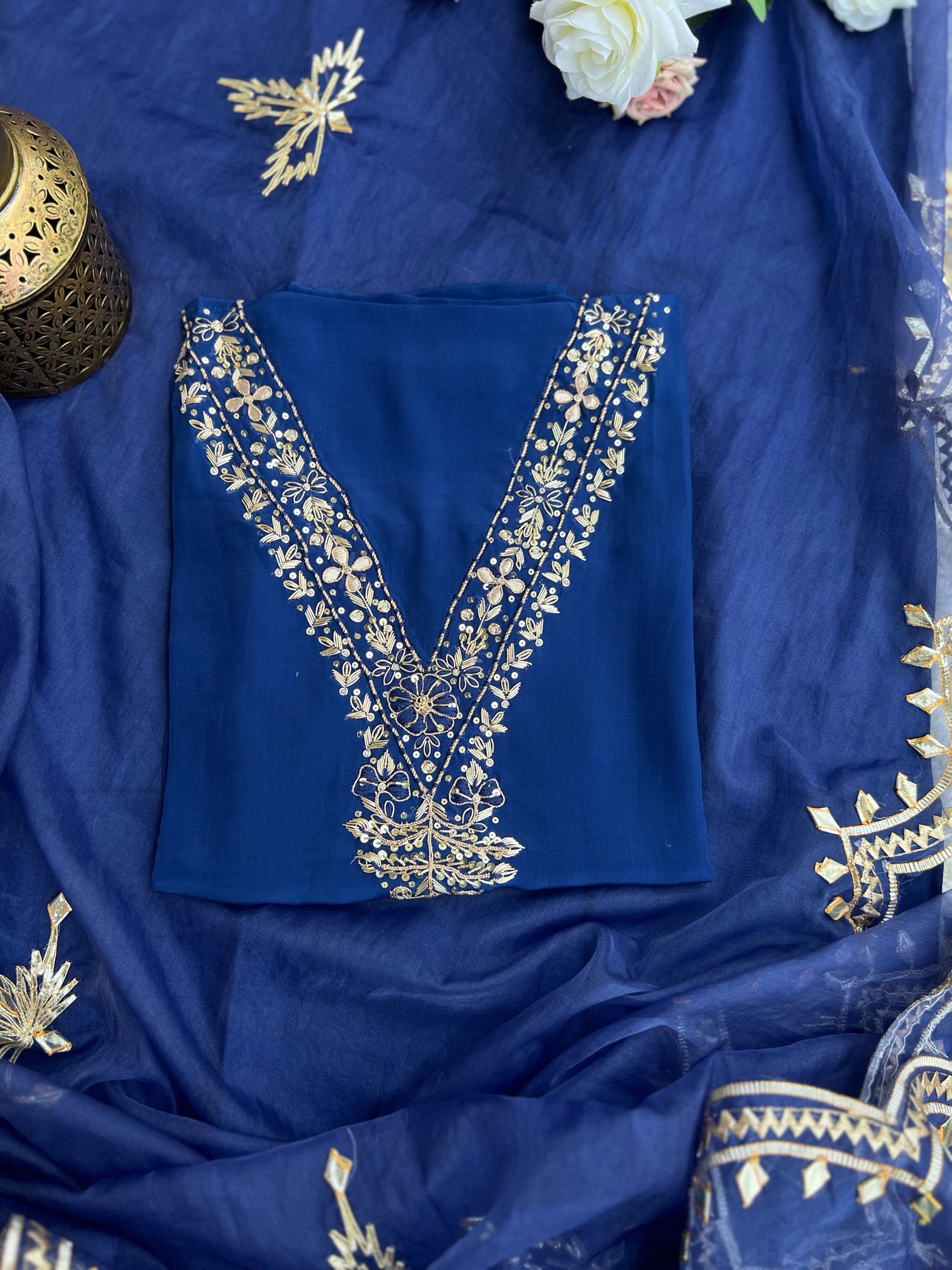 Indigo charm Kachcha Patti Dupatta