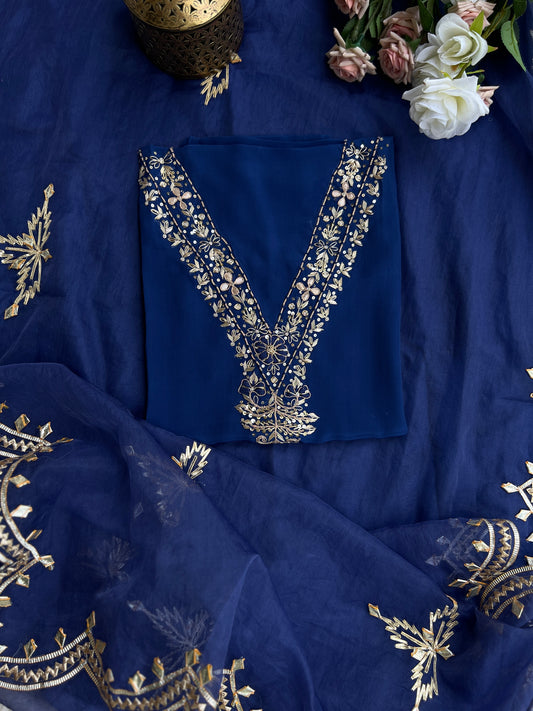 Indigo charm Kachcha Patti Dupatta