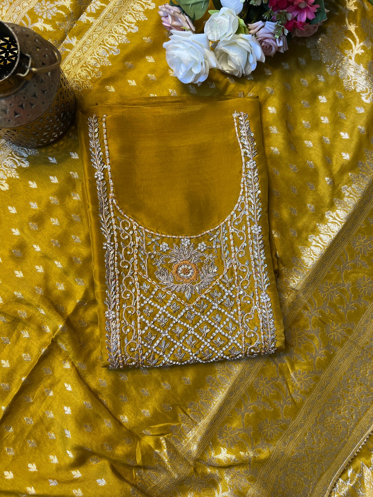 Golden Dusk Handwork Unstiched Dress Material