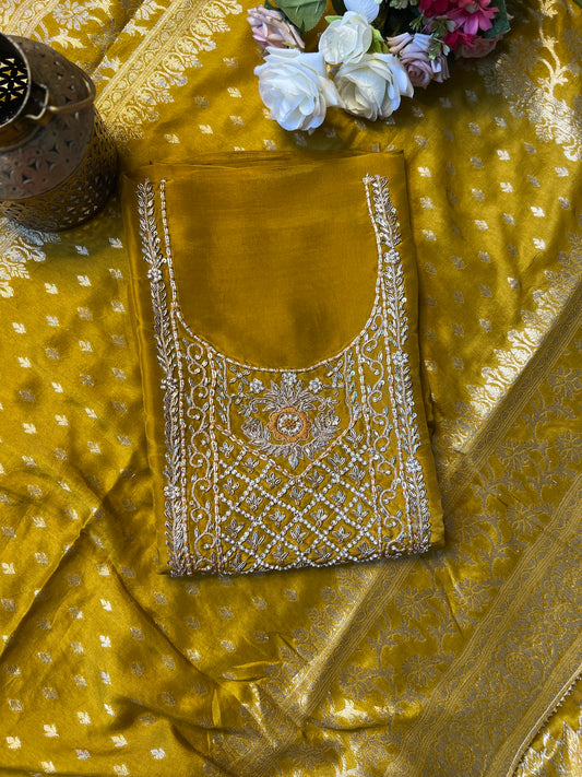 Golden Dusk Handwork Unstiched Dress Material