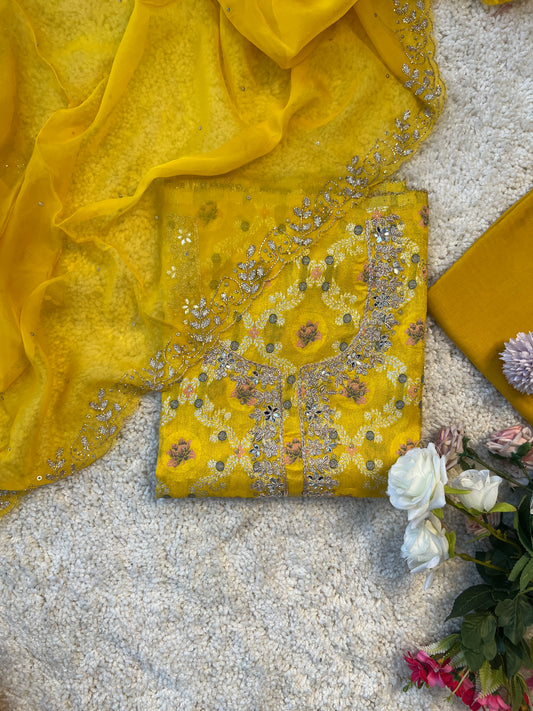 Sunshine Yellow Kalkatta Handwork