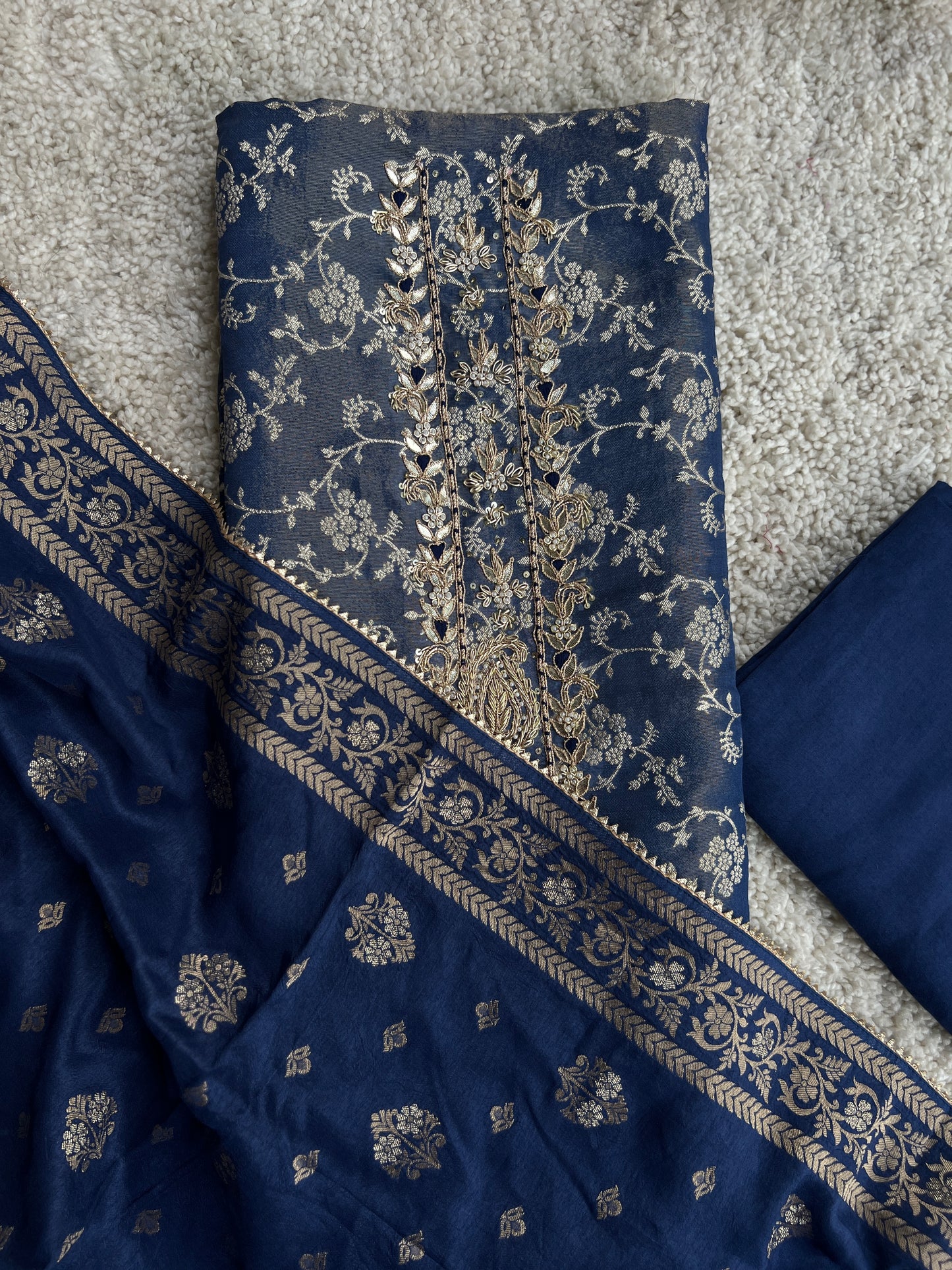 Midnight Blue  Jaquard Banarasi