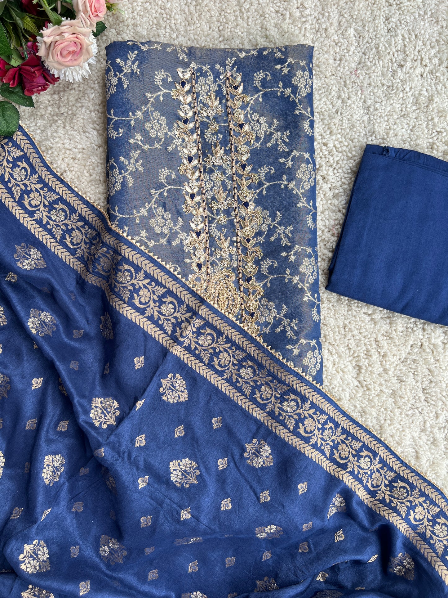 Midnight Blue  Jaquard Banarasi