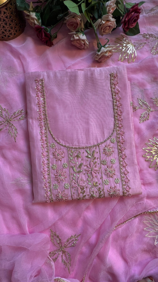 Soft Rose Handwork Chanderi