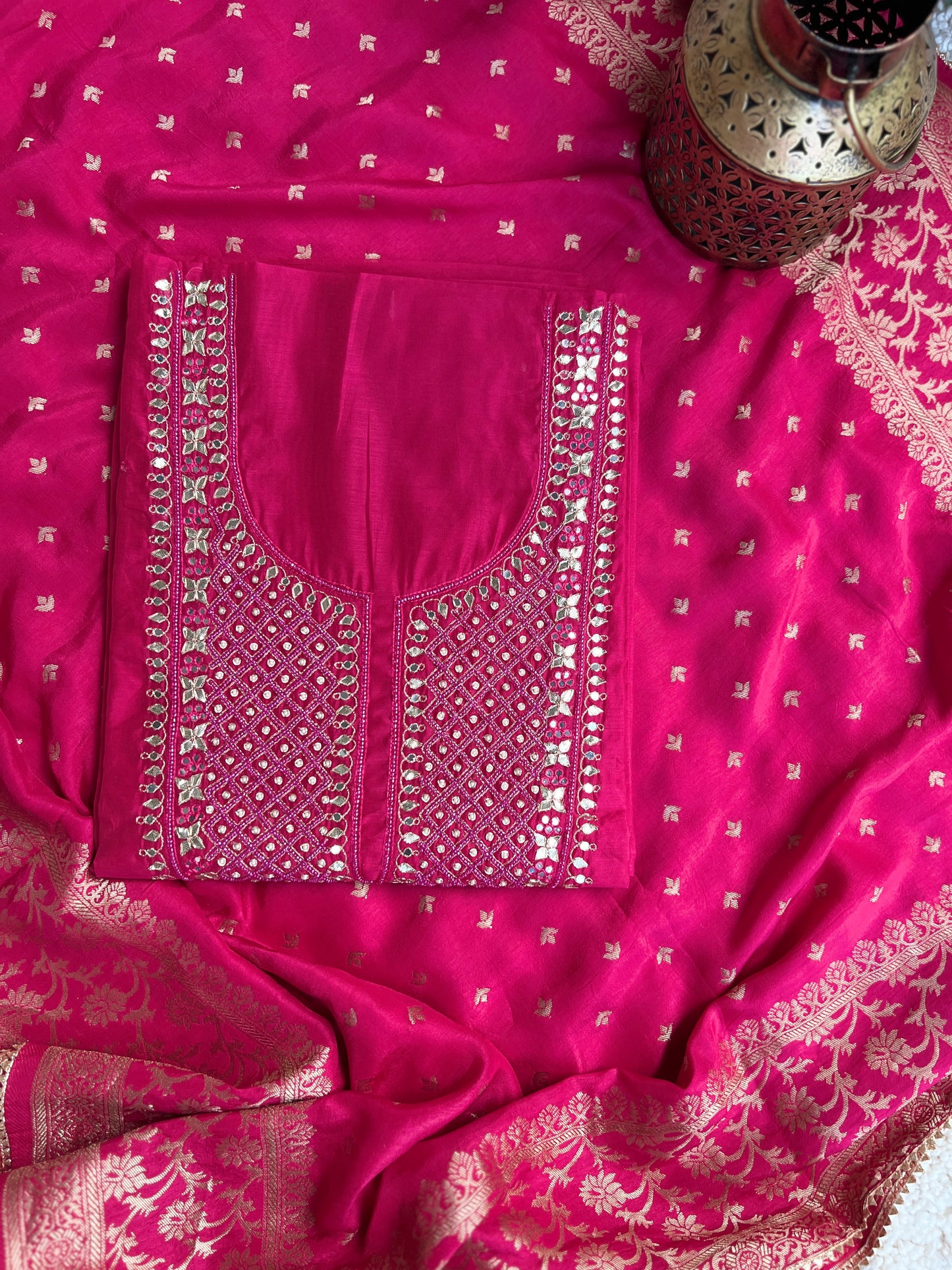 Fuchsia Rani  Handwork Chanderi