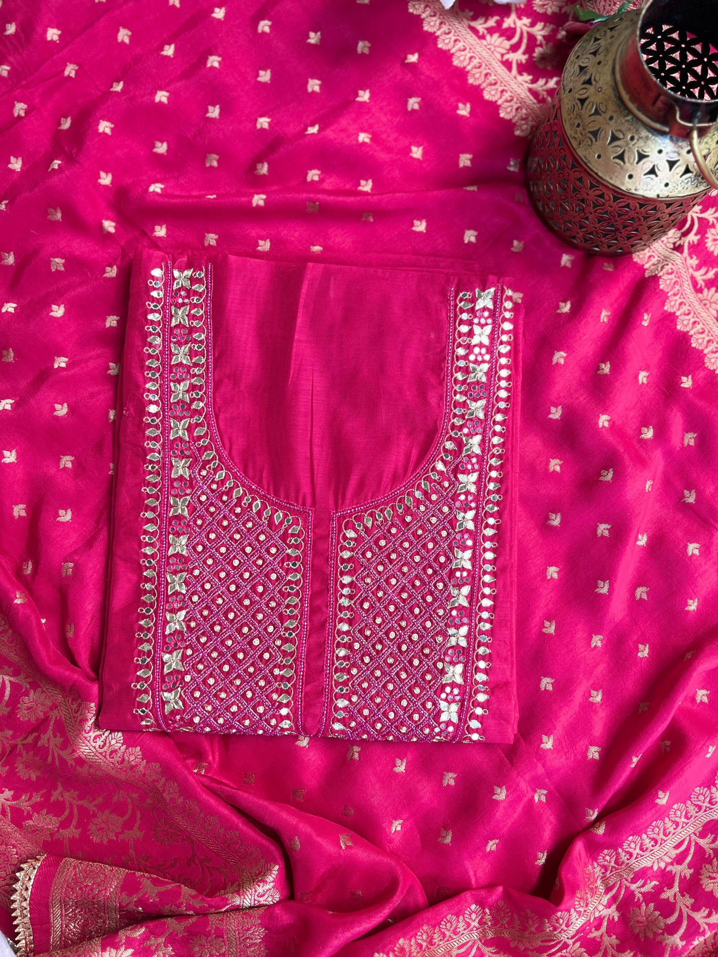 Fuchsia Rani  Handwork Chanderi