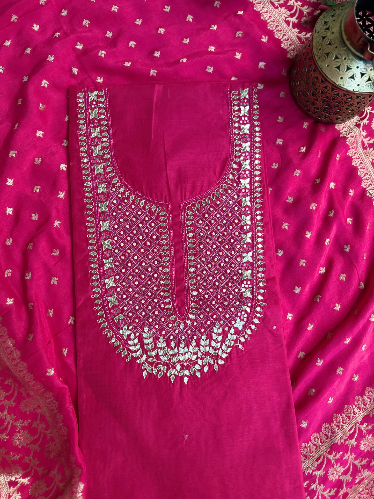 Fuchsia Rani  Handwork Chanderi