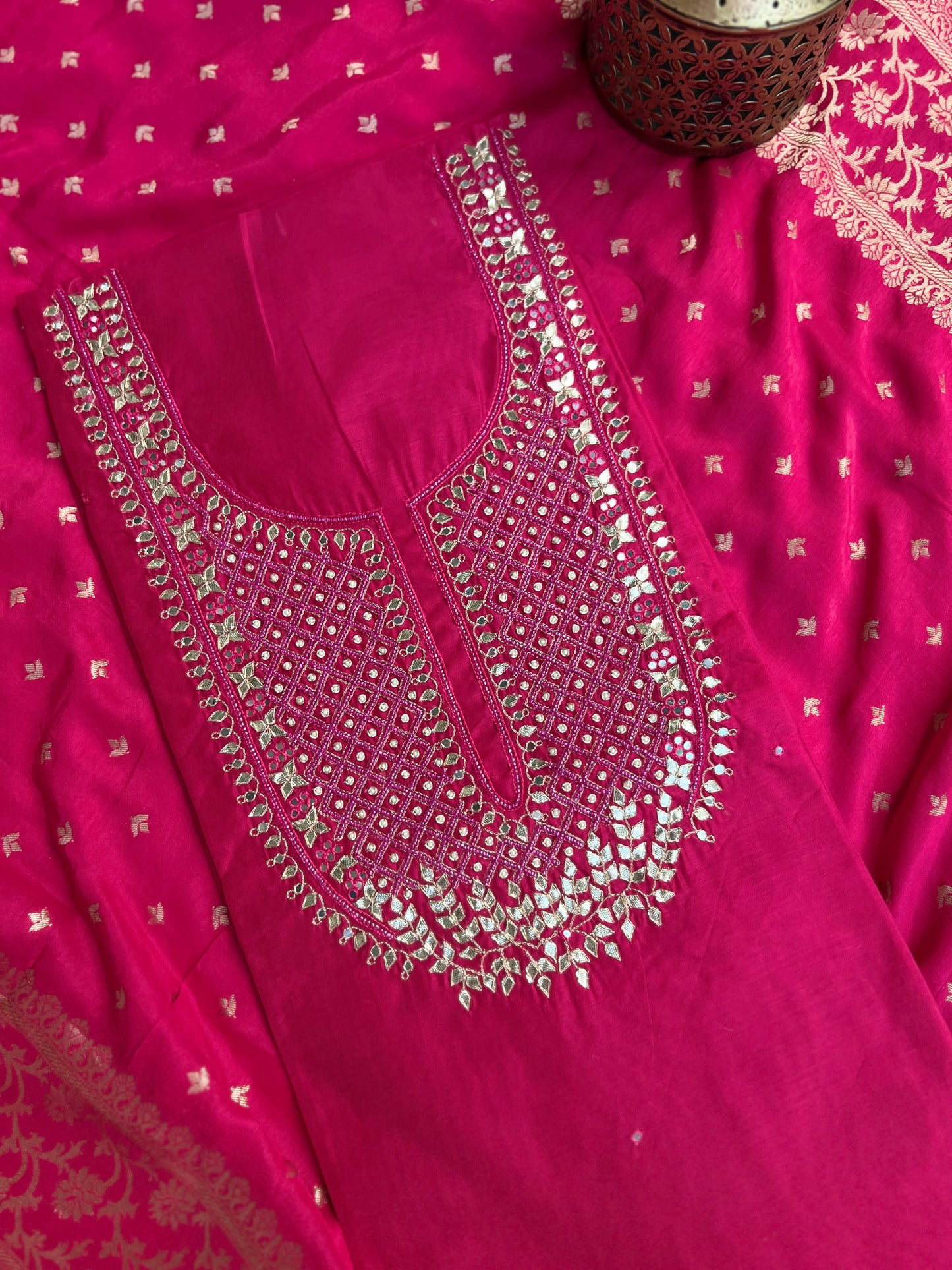 Fuchsia Rani  Handwork Chanderi