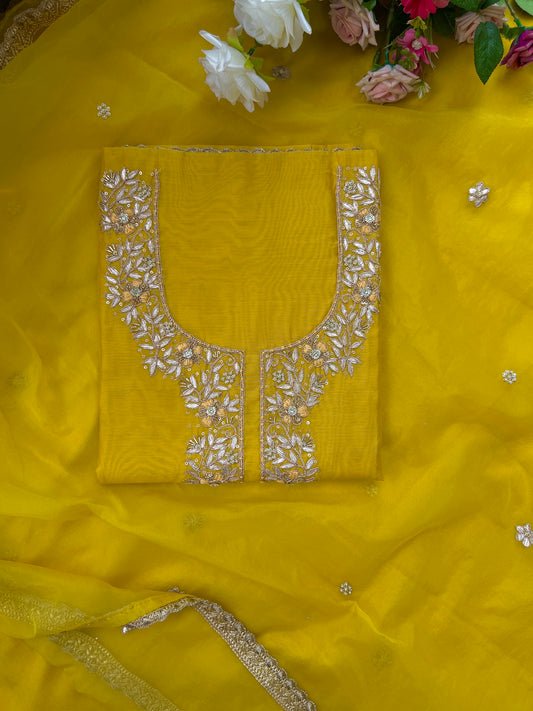 Sunshine Yellow Handwork Chanderi