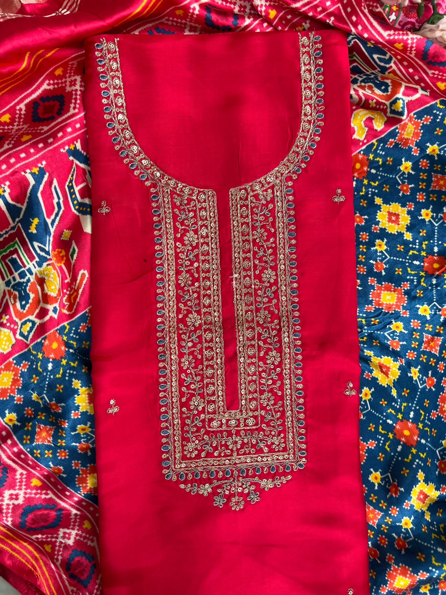 Red  Patola Silk Designer Dupatta