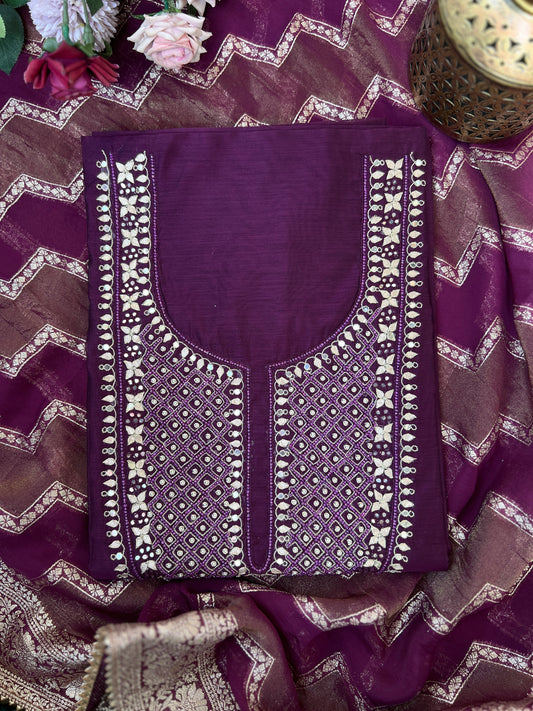 Wine Handwork Chanderi